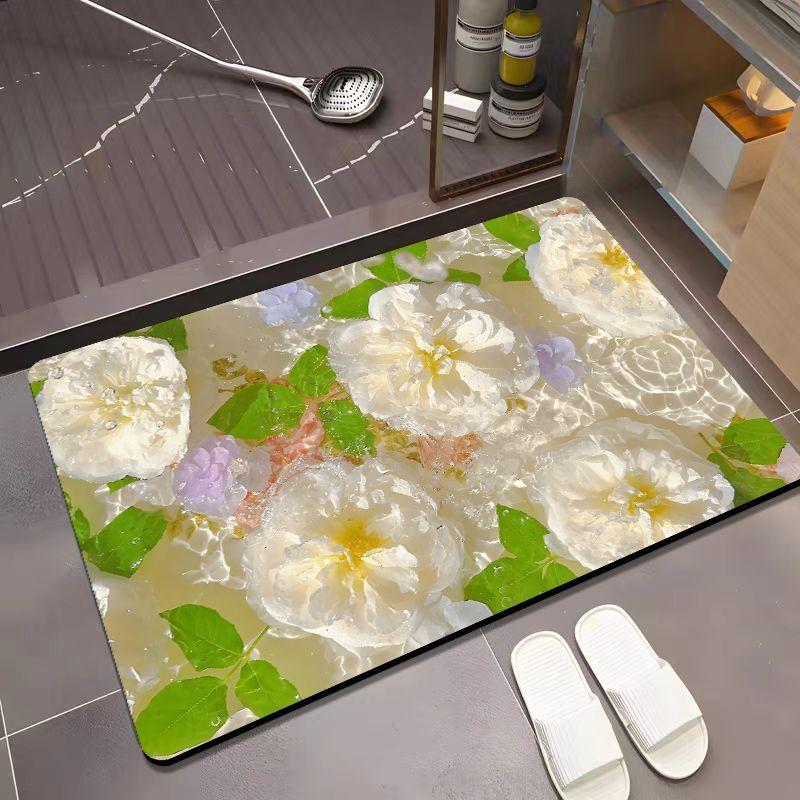 Bathroom Floor Mat Diatom Mud Household Toilet Toilet Mat Toilet Door Non-slip Absorbent Flower Foot Mat Blanket