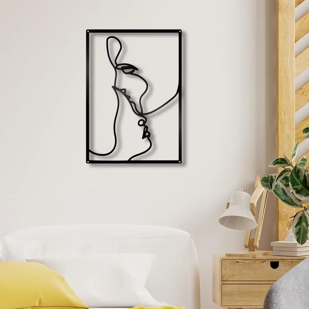 Abstract Lines Metal Wall Art Silhouette Cutout Signs Black Farmhouse Door Home Living Room Bedroom Decoration Plaque