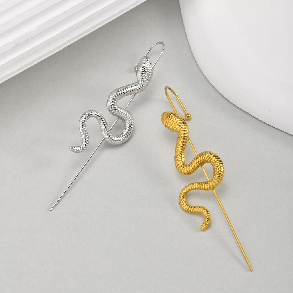 1Pcs Statement Serpentine Ear Hanging Earrings for Women,Gold/Silver Color Stainless Steel Earrings,2026 Fashion Party Jewelry