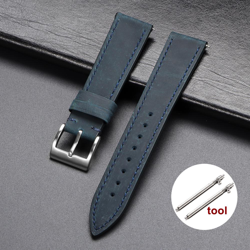 Retro Echtleder Uhrenarmband Schnellverschluss 18mm 19mm 20mm 21mm 22mm Weiches Vintage Braun Uhrenarmband Herren Damen Uhrenarmband