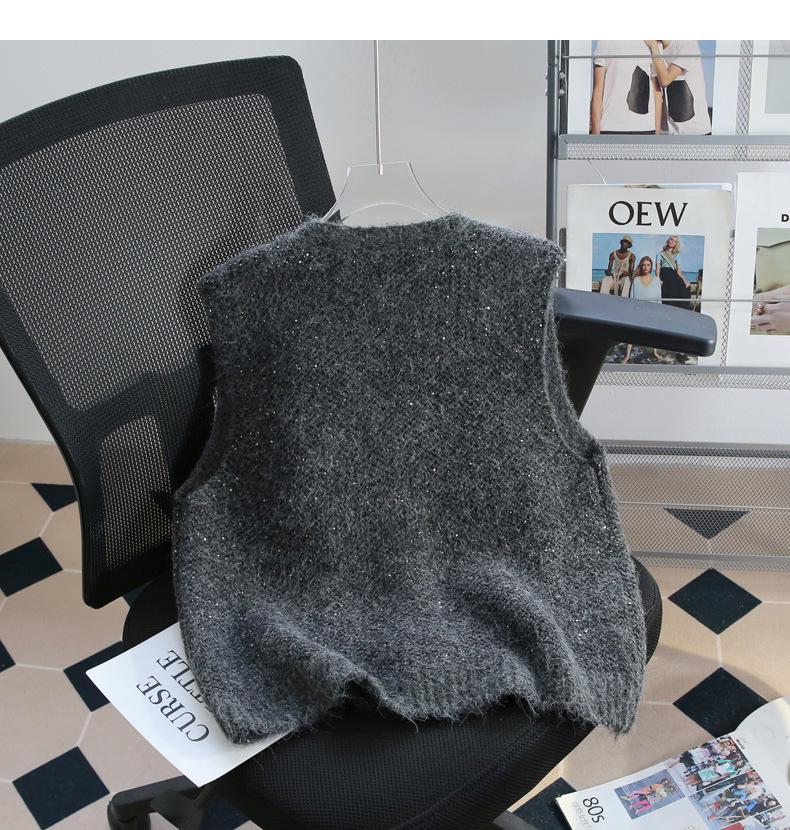 High-End Women's Sequin Knitted Sleeveless Cardigan Vest - Perfect for Layering In Spring, Autumn, and Winter 2025