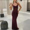 Elegant 2025 Ruched Backless Women's Long Dress with Hip-Wrap Design