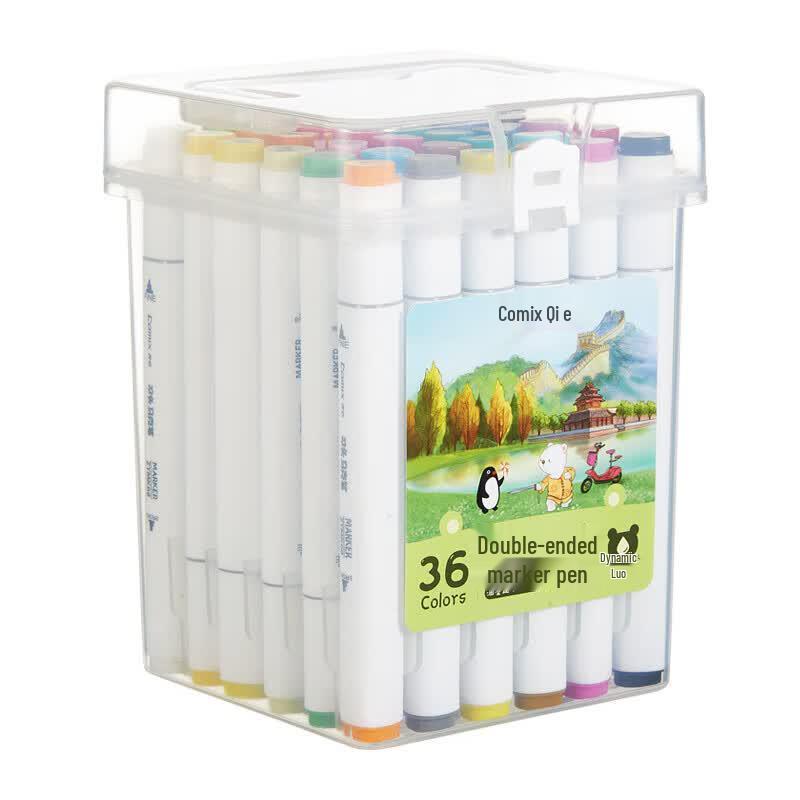 Qixin ZYMK09-36 Double-Ended Quick-Dry Oil Markers, 36-Color Set