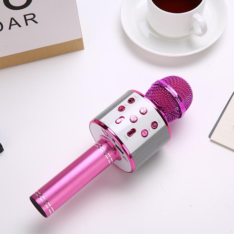 WS858 Bluetooth Karaoke Microphone for Children - Wireless Singing Mic with Speaker and Condenser features