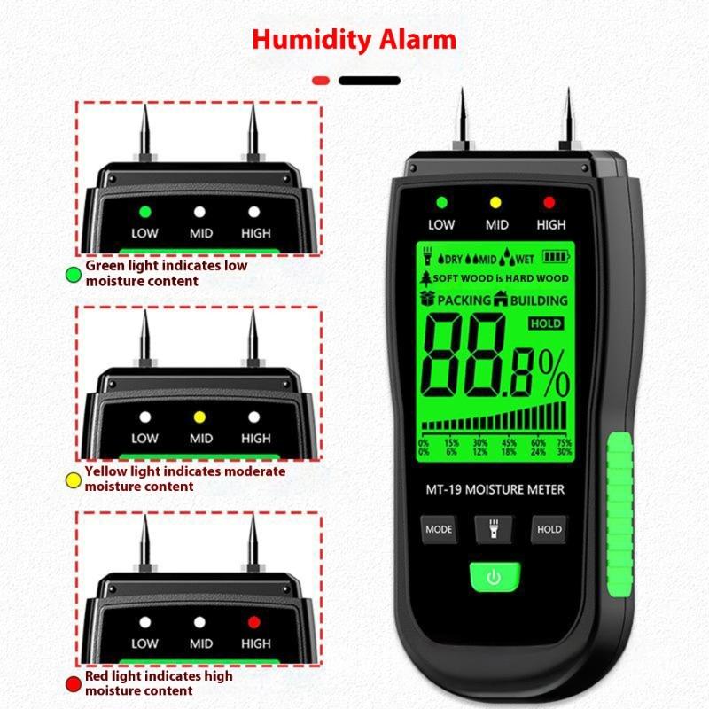 Digital Wood Moisture Meter Humidity Tester Analyzers Measurement Tool For Testing Timber Paperboards Accurate Readings
