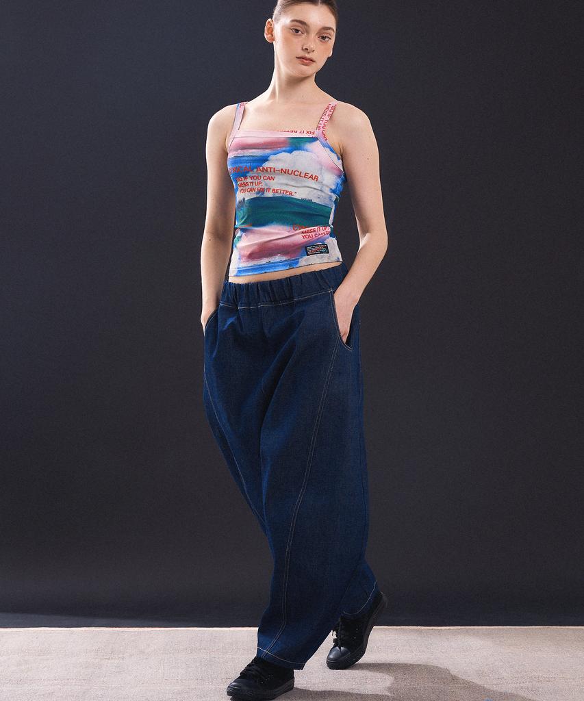 Soipeuyukaen Curved Denim Volume Pants