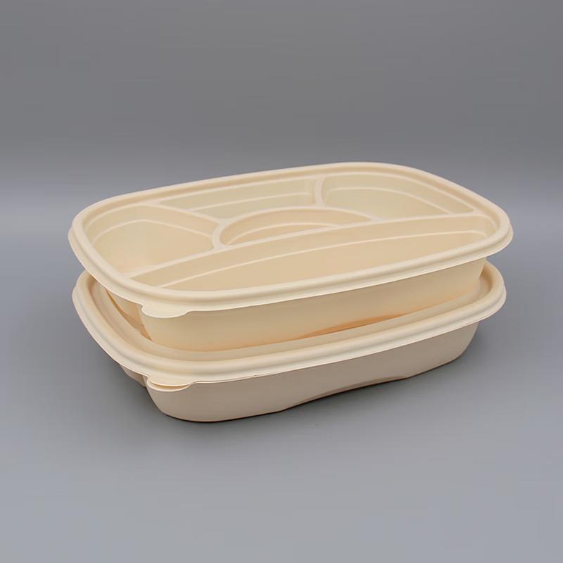 Biodegradable 5-Compartment Disposable Lunch Boxes with Lids