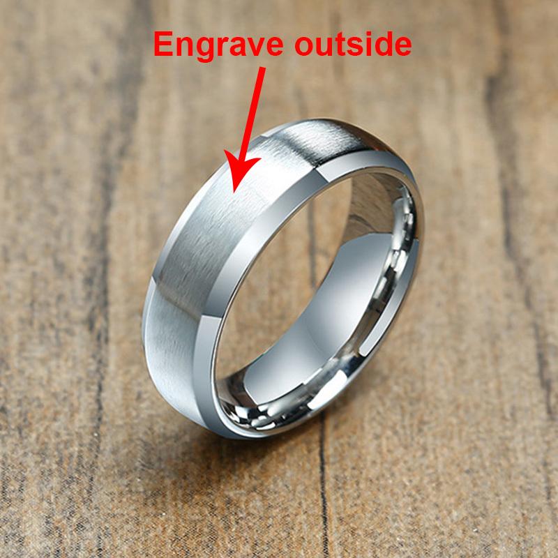 Vnox Personalisierter Ring aus Edelstahl mit abgeschrägter Kante und gebürstetem Mittelring für Männer und Frauen, schwarzer Ehering, individueller Ring mit Namen, Buchstaben und Datum 8 gray