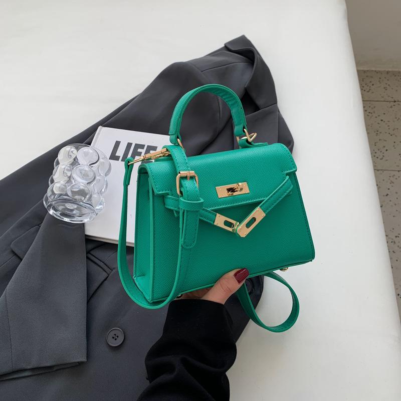 Hand-held small bag women's new trendy fashion European and American lock buckle square kelly bag one-shoulder crossbody bag handbag
