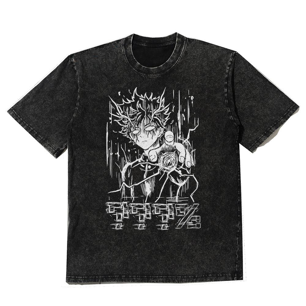 Mob Psycho Manga Print Tshirt For Men Women Clothing Short Sleeve Tees Tops Harajuku Vintage Washed Oversized Streetwear S