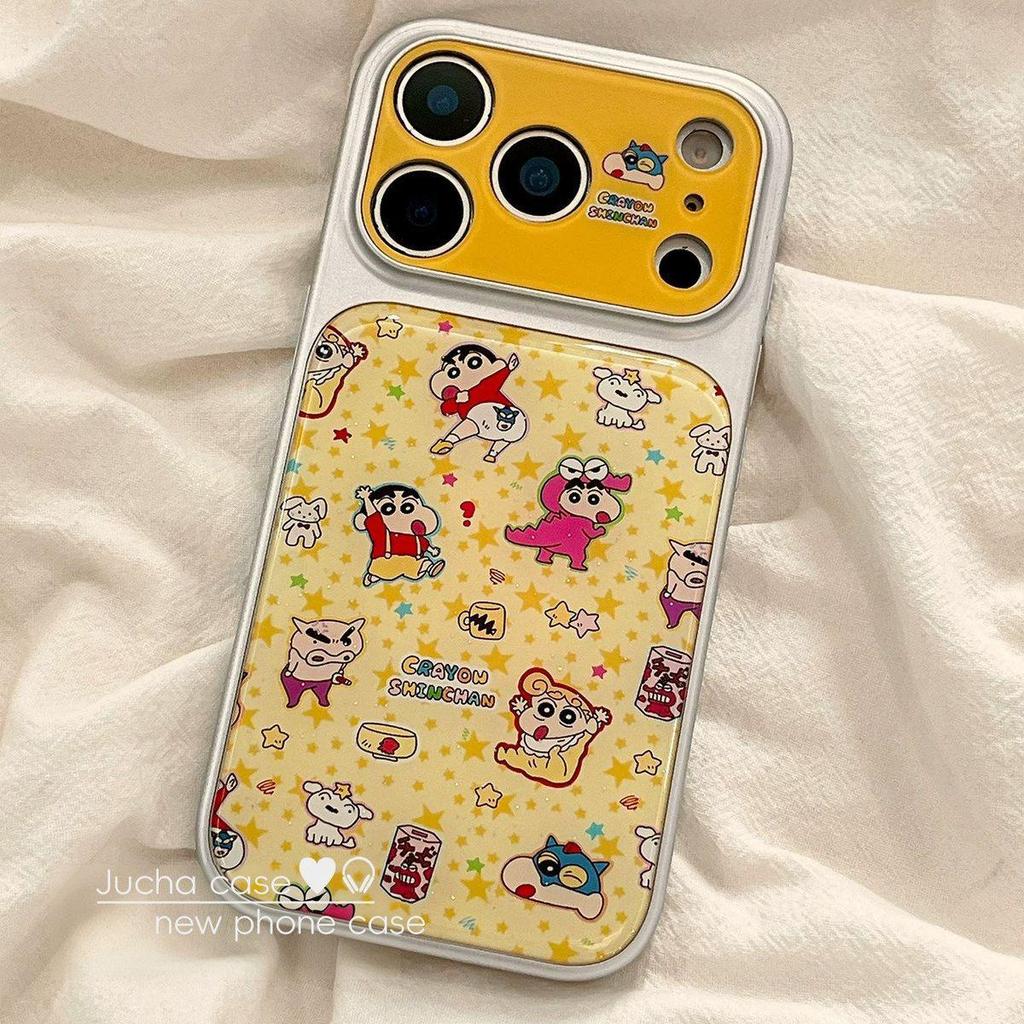 Yellow & White Silicone Double-Sided Phone Case for iPhone 16 Pro Max with Electroplated Window