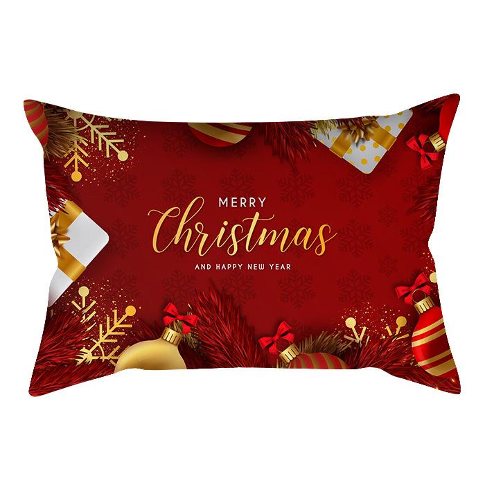 New Christmas Waist Pillow Case Long Pillow Pillow Golden Snowflake Home Cushion Cover