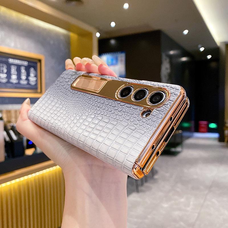 For Z Fold7/ 6 /5/4/3 Sports PC Phone Case with Lizard Pattern Hinge Shockproof Design