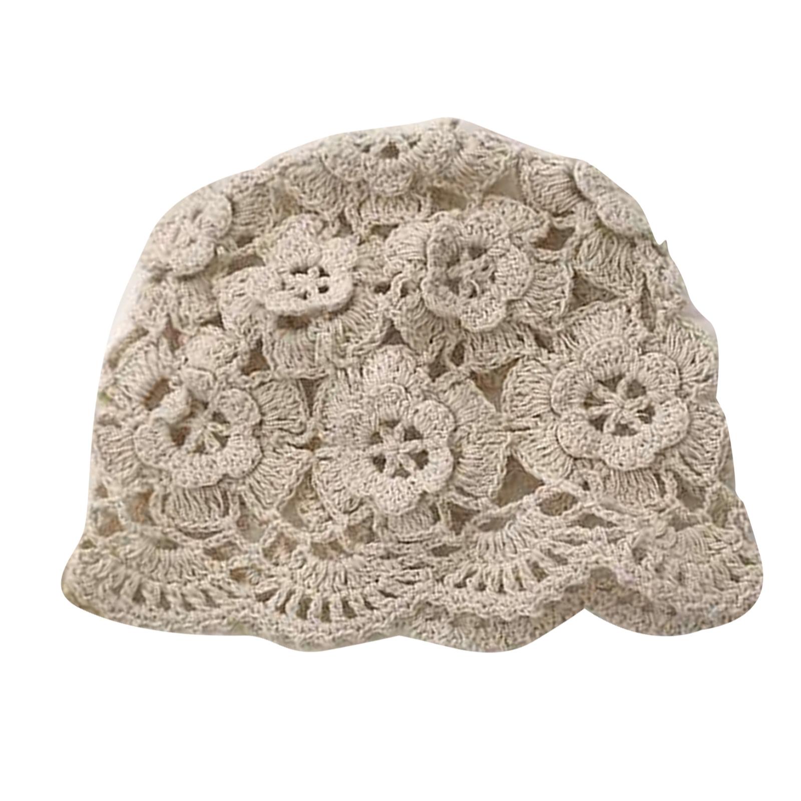 

Fashionable Cotton Crocheted Blossom Sunhat Fashionable Knitted Hat for Home Festival Wedding Birthday Party Present бежевый