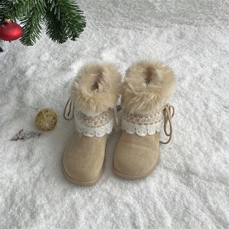Twilight four 2025 autumn and winter new millennial wind fluffy snow boots with velvet inner height to keep warm Northeast cotton shoes short boots