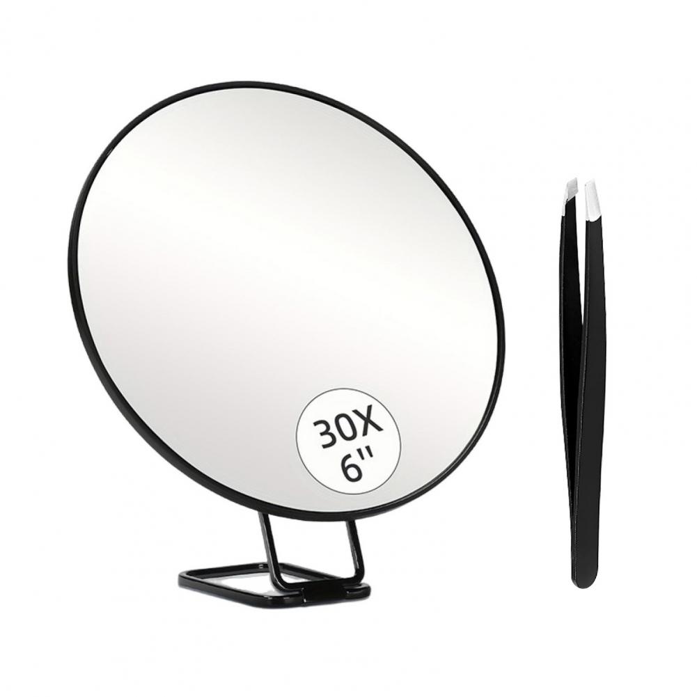 10/20/30X 14.7cm Magnifying Mirror Wall Hanging Handheld Desktop Mirror With Tweezers Magnified Makeup Vanity Mirror Bathroom