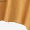 ZANZEA Women Loose Casual V-Neck Solid Color 3/4 Sleeve Cotton Blouse