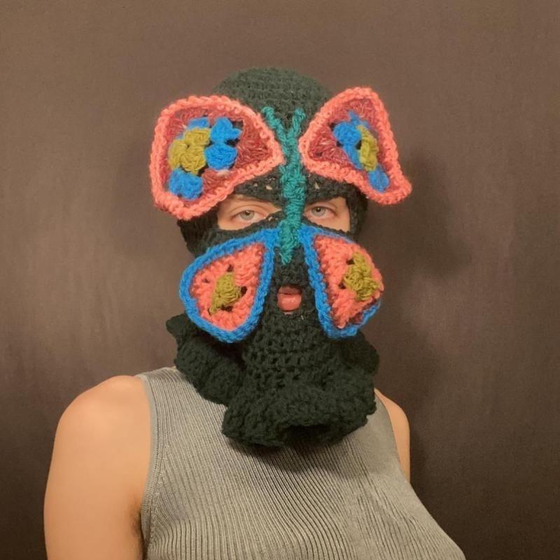 

Связанная вручную персонализированная смешная роговая маска на Хэллоуин, зимний теплый головной убор для взрослых