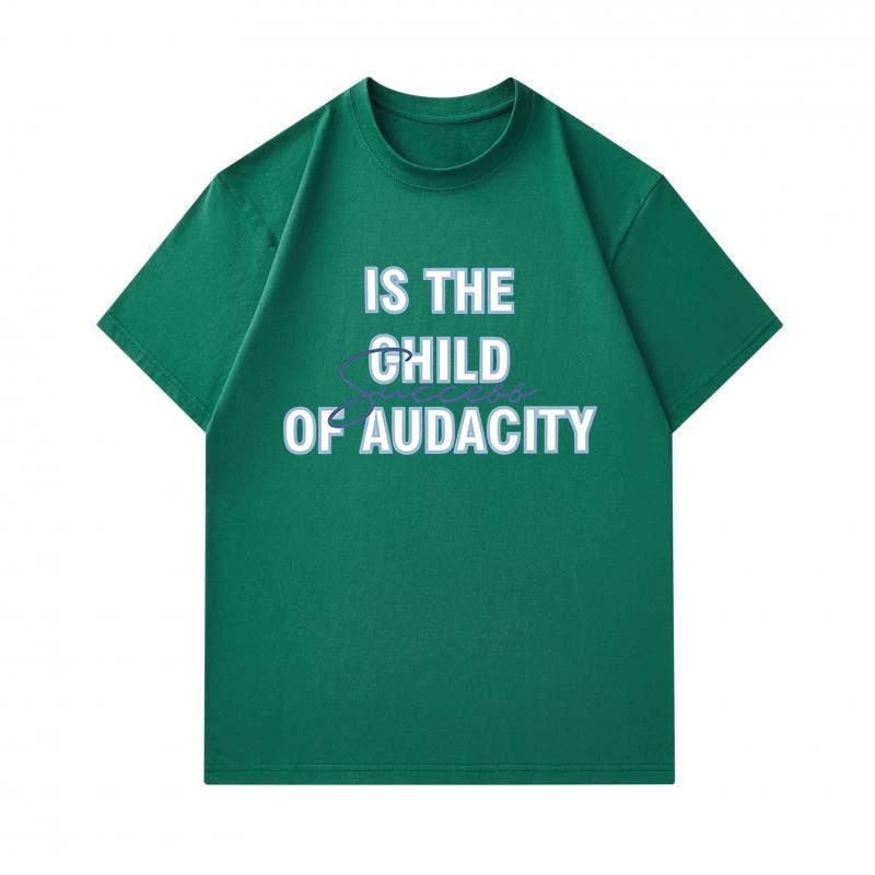 Men's 100% Cotton Crew Neck Short Sleeve T-Shirt, Is The Child Of Audacity Success Letter Print Casual Breathable Soft Tee for Daily Wear, Hipster Slo