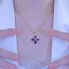 Titanium Steel Four-Leaf Clover Necklace Women'S Style Light Luxury Simple Amethyst Zircon Pendant Accessories
