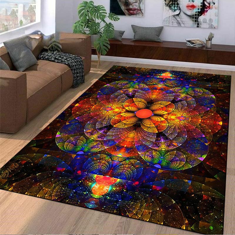 Colorful Mandala Galaxy Pattern Carpet Rug for Home Decoration Suitable for use as an anti-slip for living room bedroom sofas