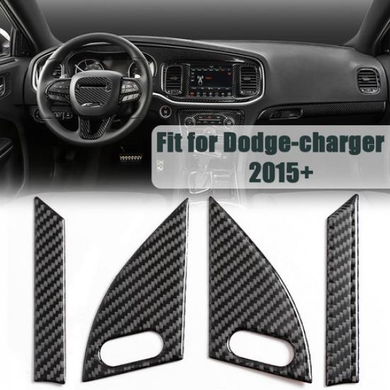 For Dodge Charger 2015-2020 REAL Carbon Fiber Door Corner Speaker Cover Trim 4PC