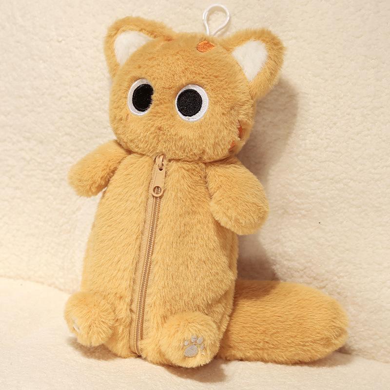 Peluche Gato Siamés Estuche para Lápices Animal de Peluche Gran Capacidad Bolsa de Papelería Diseño Lindo Dibujo Animado Muñeco Gato Bolsa para Lápices Aprendizaje