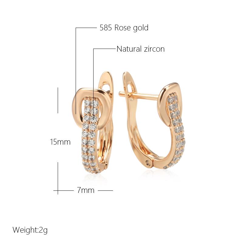 New Simple Natural Zircon Earrings For Women Daily Fine Jewelry Rose Gold Color English Lock Clip Geometry Earrings