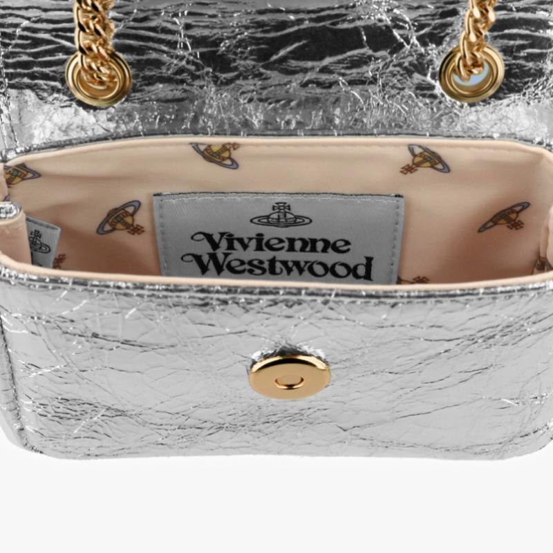 Vivienne Westwood Metallic Crinkle Small Pulse Chain Crossbody 5c01000bw L00a7 Q401