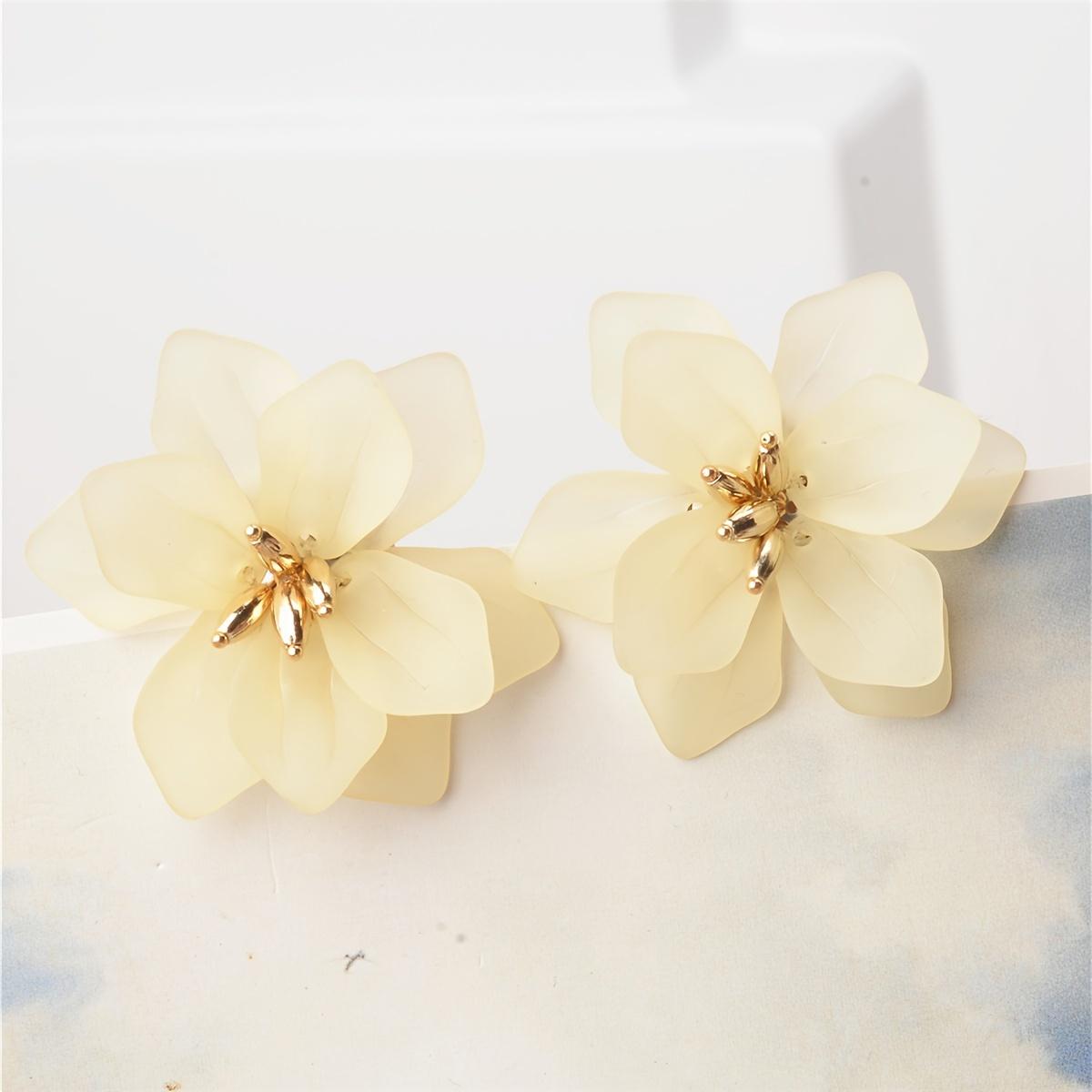 

Милые красочные акриловые серьги-гвоздики с цветами в винтажном богемном стиле, подходящие для женщин, повседневные серьги-гвоздики бежевый