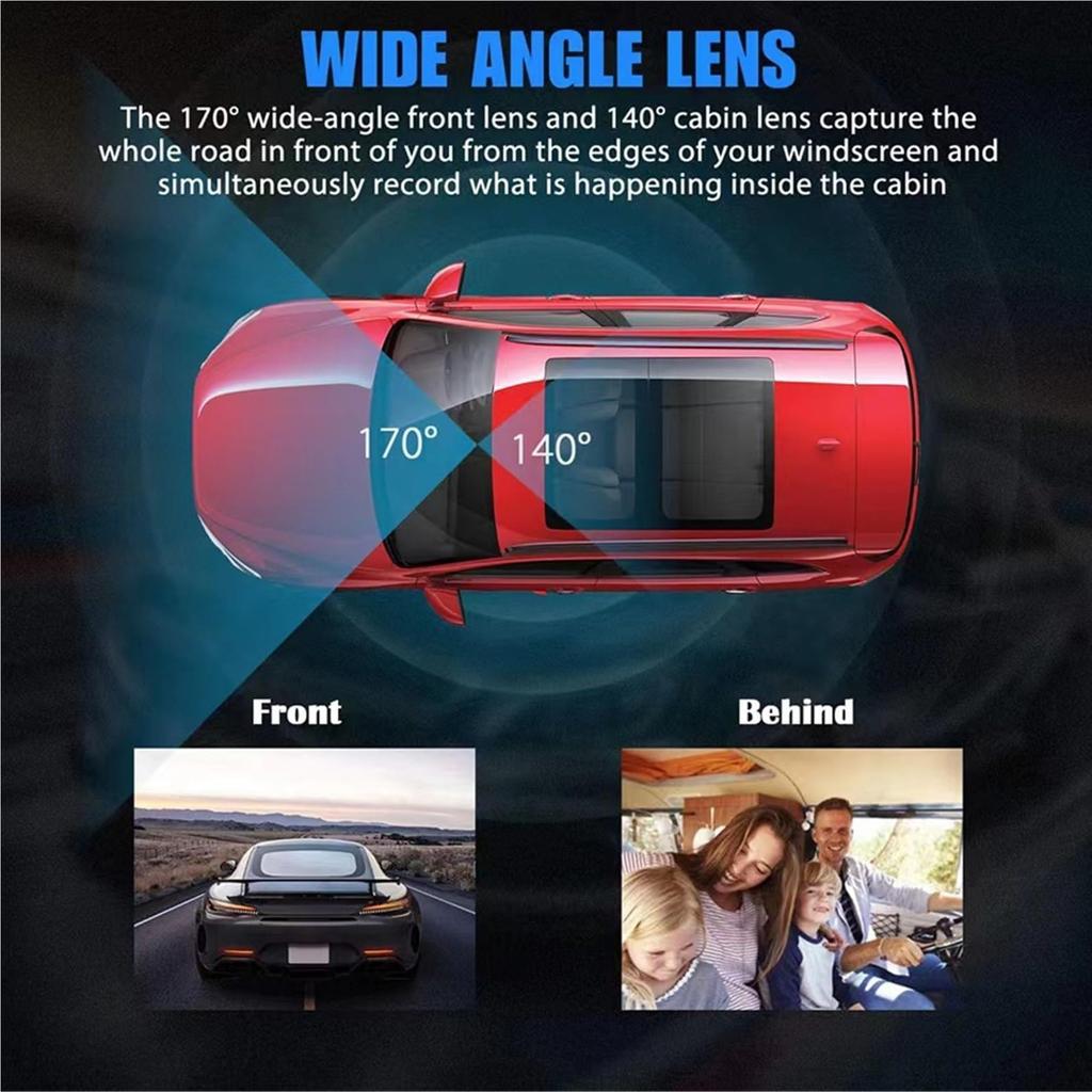 Dash Cam Front Rear Inside Cameras,Loop Recording,Real Images,Security,3-Channels,Clear Capture,NightVision,High Resolution,Wide-Angle Lens