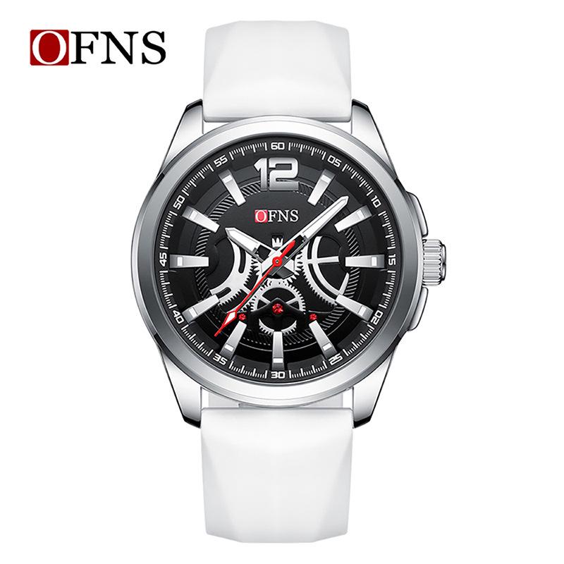 Oufanni Men s Waterproof Silicone Stripe Quartz Watch
