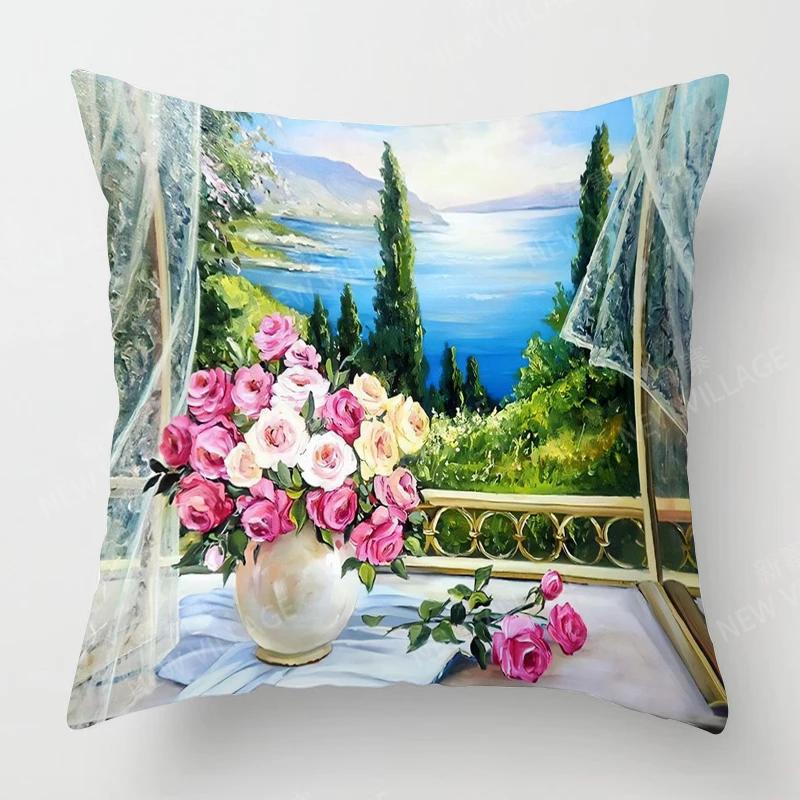 Dekoracja salonu w domu poszewki na poduszki Poszewka na poduszkę w stylu vintage malarstwa olejnego 45*45 poszewka 40x40cm 50x50 45x45