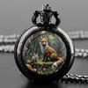 Kreative Wald Fuchs Glasglocke Taschenuhr - Zifferblatt mit arabischen Ziffern Glasglocke Vintage Anhänger Geschenk reloj de bolsillo