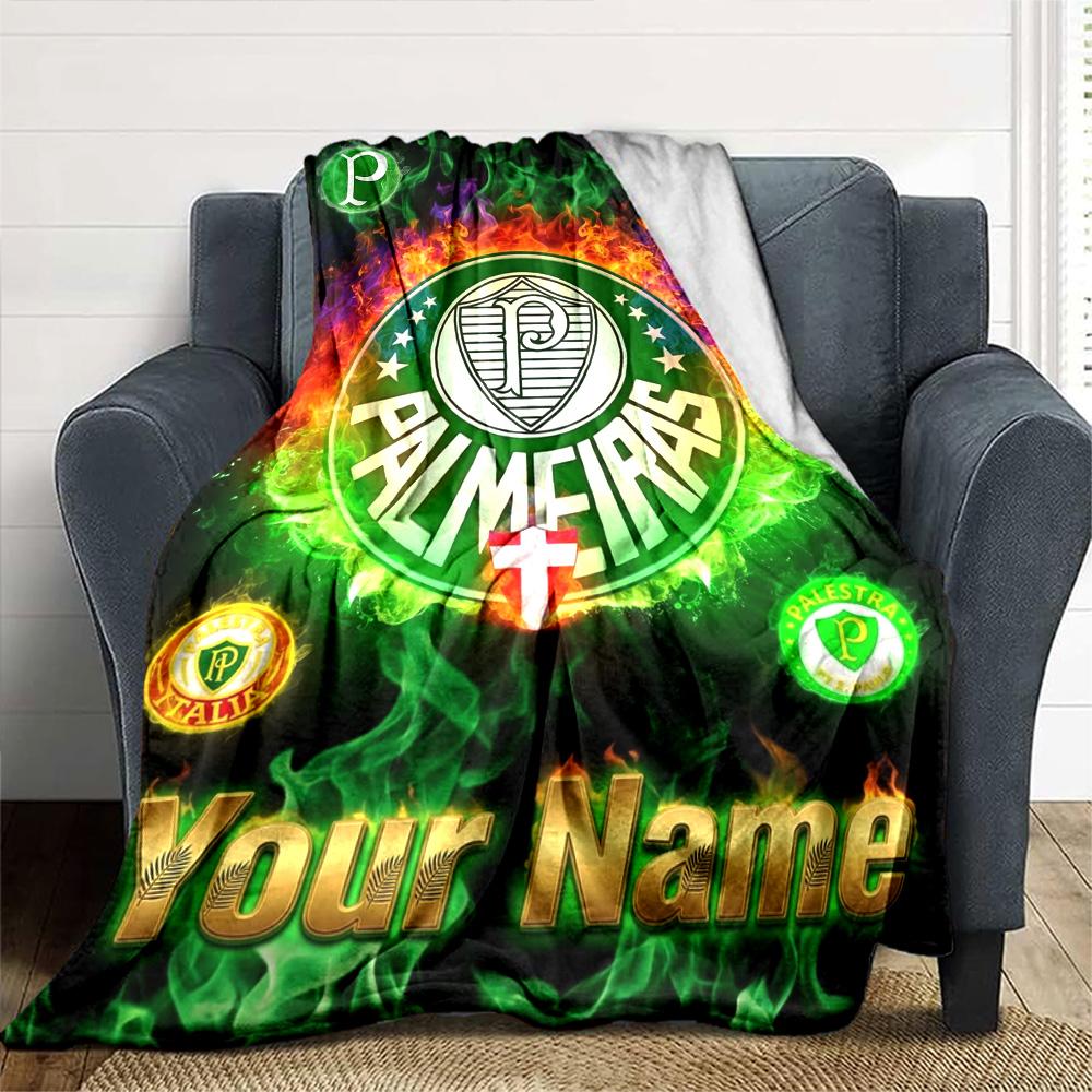 Name Custom SE Palmeiras Print Flannel Blanket High Quality Warm Comfortable Cover for All Seasons Perfect for Gifts Home Decor