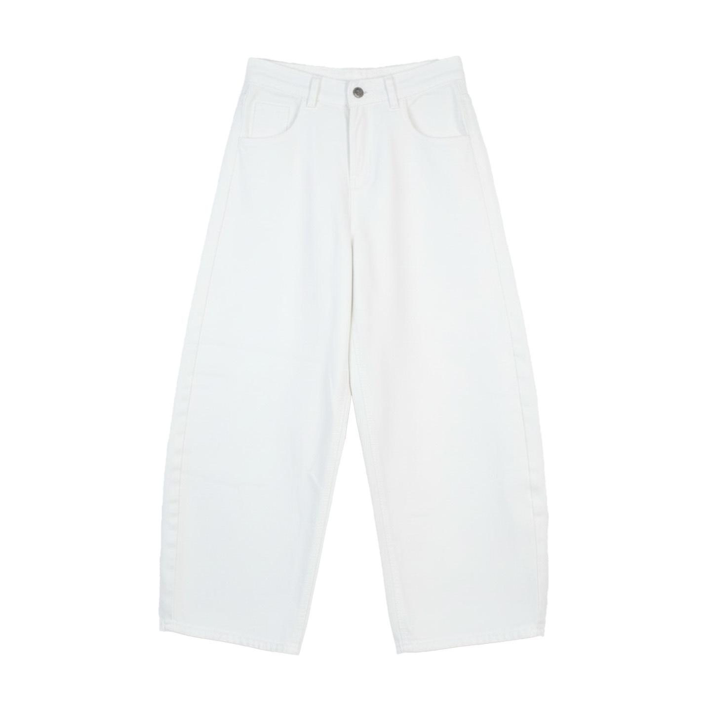 

Korean Style High-Waisted Women s Jeans - Slimming, Loose Straight Leg, Wide Leg, Versatile Casual Pants Medium белый