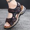Men's Summer Outdoor Leather Sandals Breathable Toe Open Lightweight Cushion Water Shoes for Beach Travel