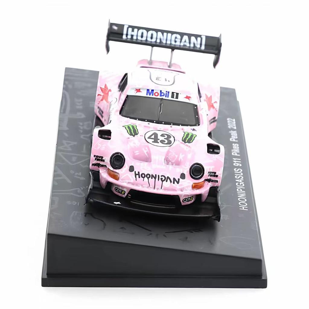 AABKQ1 Sparky 1:64 Porsche 911 Pink Flying Pig Livery 2022 Pikes Peak 43 Racing Car  Alloy Car Model