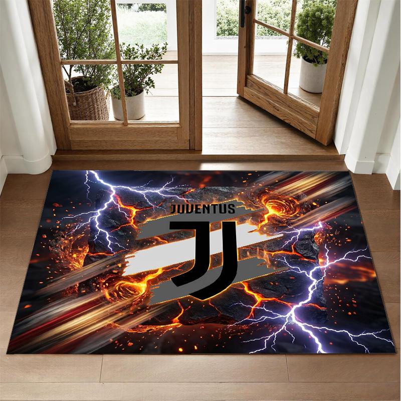 Juventus FC Design Crystal Velvet Rug Soft Decorative Mat for Bedroom Entrance