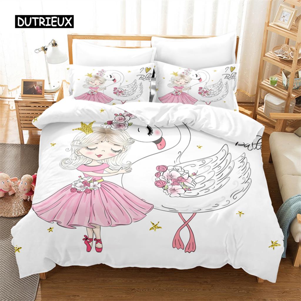 Cartoon Girl Bedding Set Duvet Cover Set 3d Bedding Digital Printing Bed Linen Queen Size Bed Set  Fashion Design