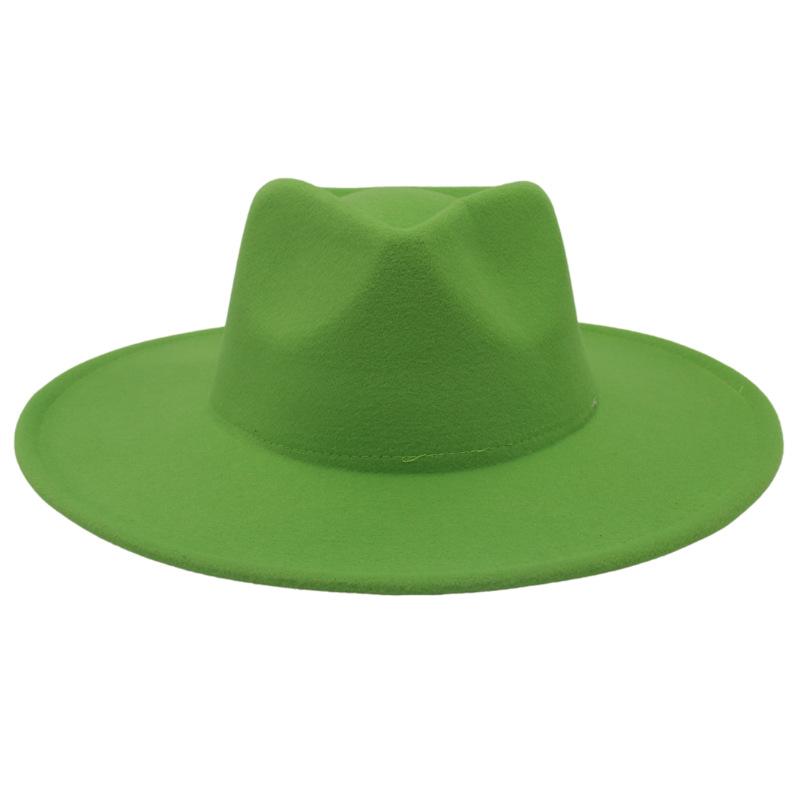 Big Brim Top Hat Women'S Coat With Hat Felt Hat Solid Color Cashmere Jazz Hat