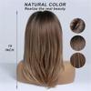 ALAN EATON Medium Length Brown Layered Synthetic Wig Ombre Straight Wigs with Bangs for Women Daily Use Soft Heat Resistant Hair