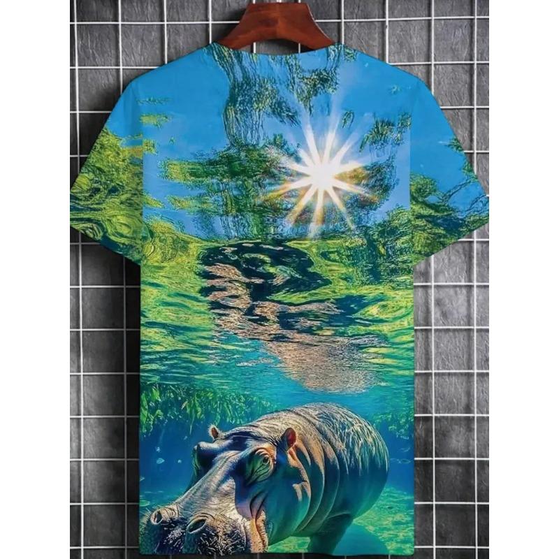 3D Printed Fashionable and Fun Animal Pattern T-shirts Hip Hop Casual Short Sleeved Men's T-shirts