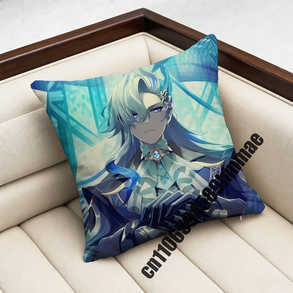 Genshin Impact Neuvillette Throw Pillow Case Sham 45X45Cm 35X35Cm Square Home Pillowcase Cushion Cover