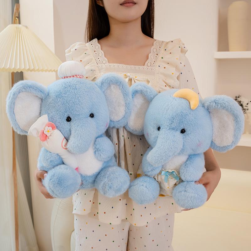 Blue Jiji Elephant Plush - Soothing Cloth Doll for Children's Sleep