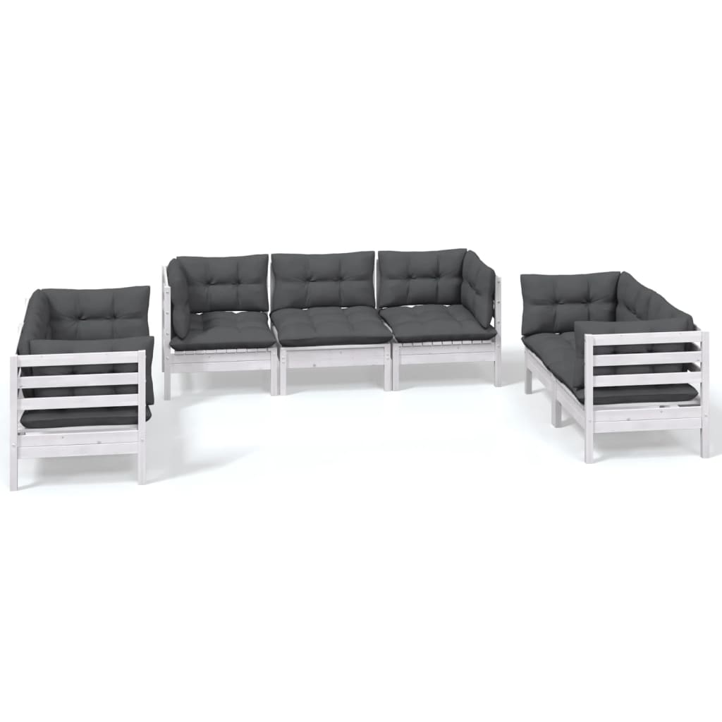 7 Piece Garden Lounge Set with Cushions Solid Pine Wood