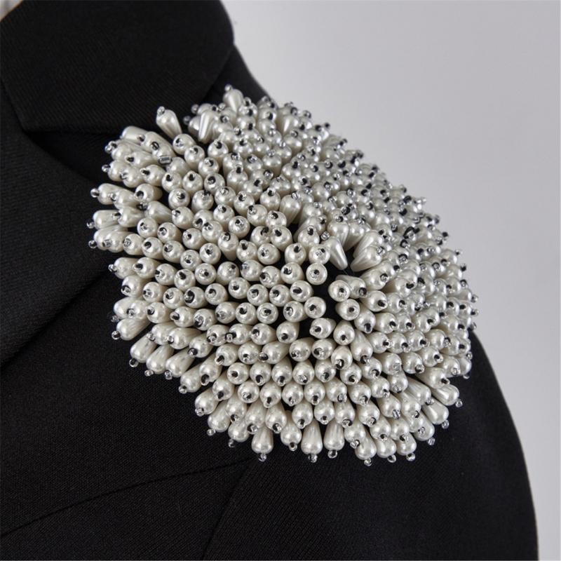 Premium Imitation Pearls Embellished Shoulder Pads Comfort for Business Event Weddings Uniforms