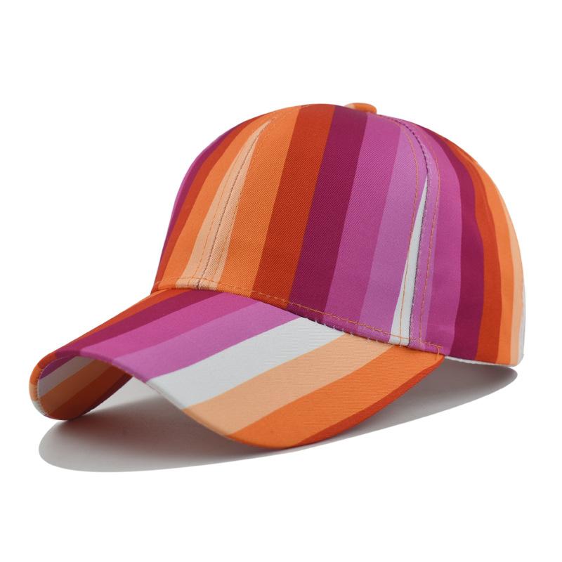 Colorful Striped Baseball Cap for Men Women, Rainbow Vertical Stripe Adjustable Trucker Hat 54-60cm