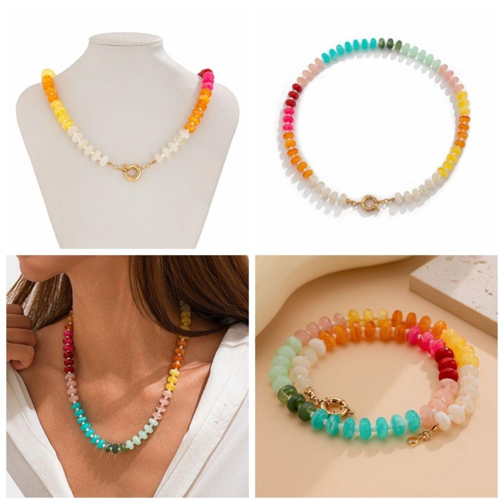 Acrylic Beads Choker Necklace Bohemian Neck Jewelry Fashion Bead Collarbone Chain  Gift