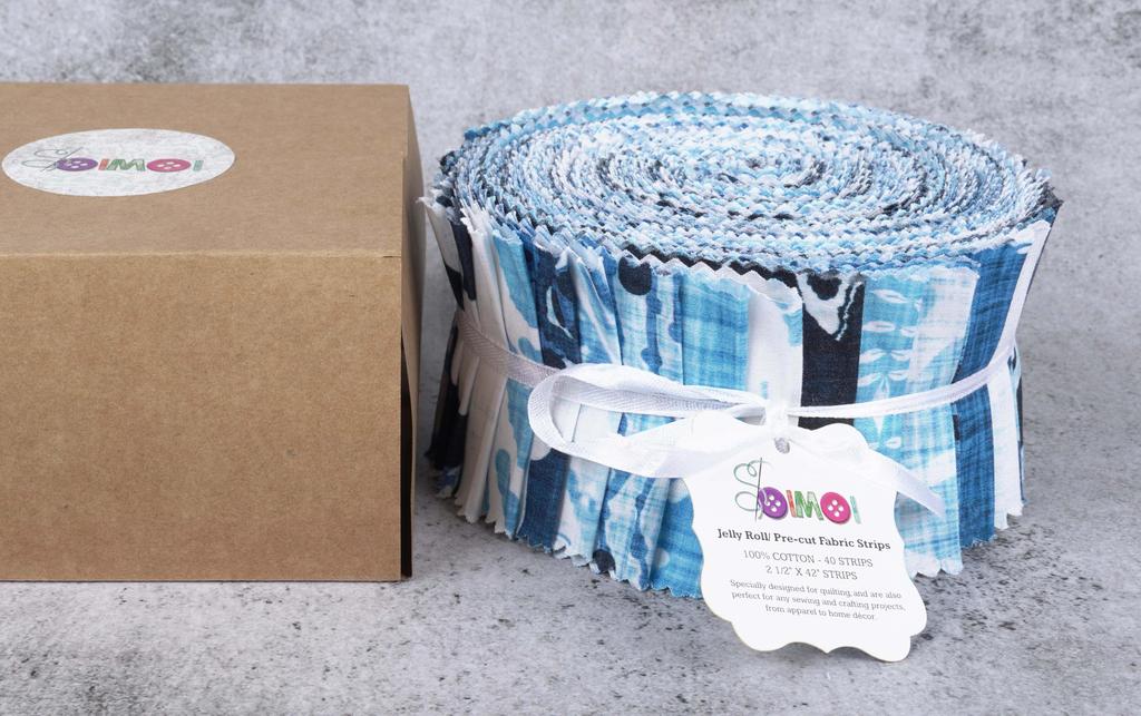 Soimoi 40Pcs Block Print Cotton Precut Fabrics For Quilting Craft Strips 2.5x42inches Jelly Roll -